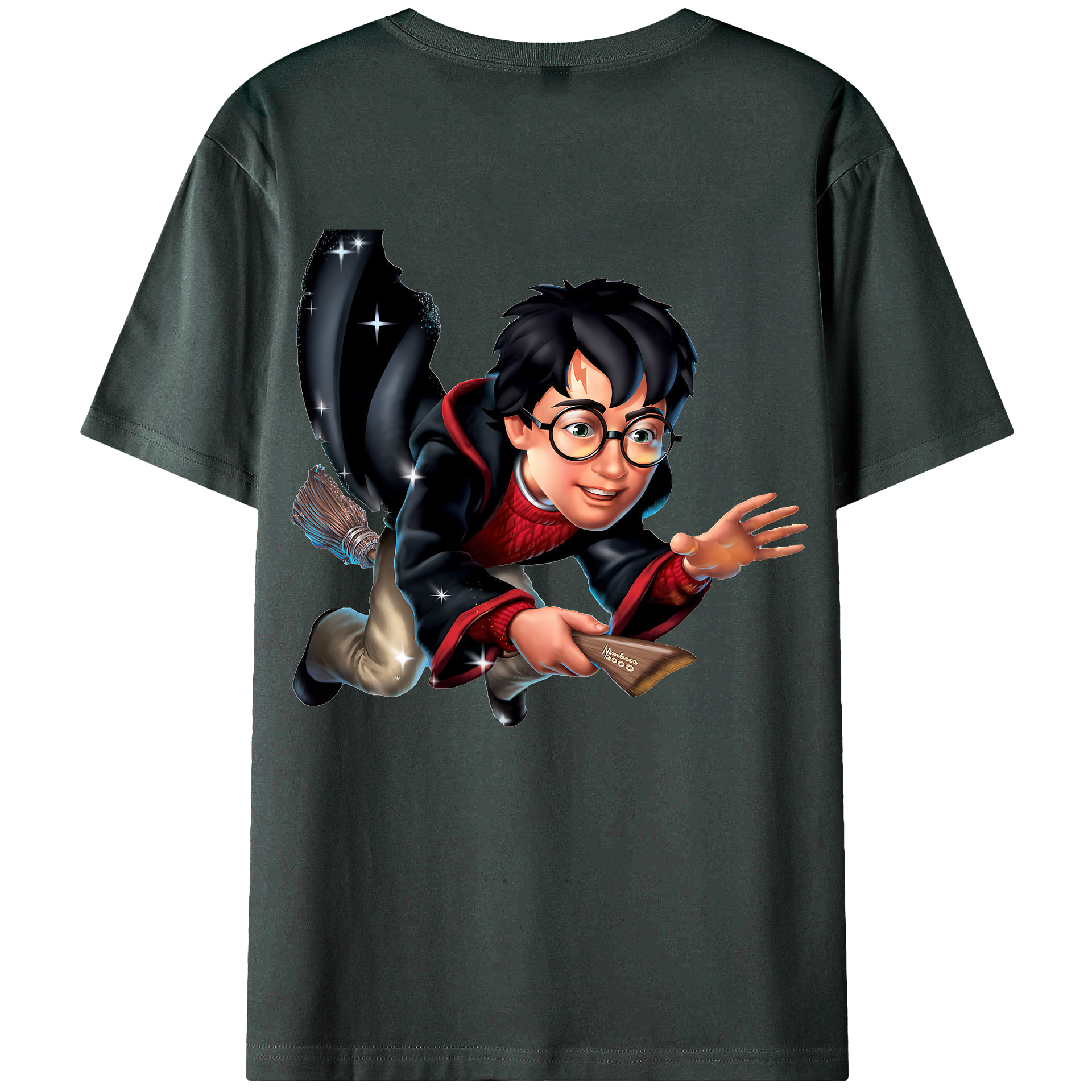 （画像用） Harry Potter ハリー・ポッターシリーズ 綿100％ メンズ半袖Tシャツ（バックプリント） 通気性